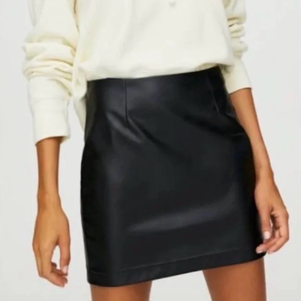 Wilfred Black Faux Leather Mini Skirt